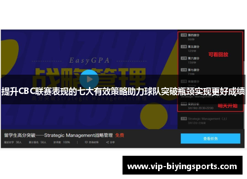 提升CBC联赛表现的七大有效策略助力球队突破瓶颈实现更好成绩