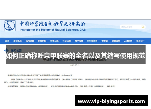 如何正确称呼意甲联赛的全名以及其缩写使用规范